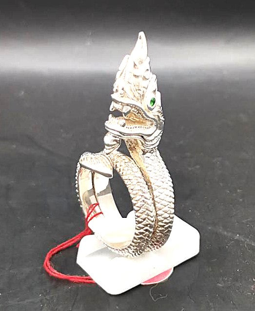 Dragon with fiery eyes Bespoke Sterling Silver Ring