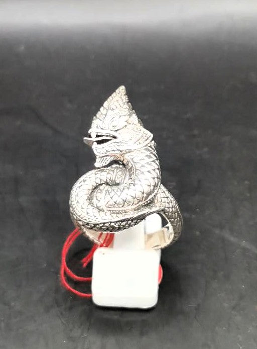 Dragon with fiery eyes Bespoke Sterling Silver Ring