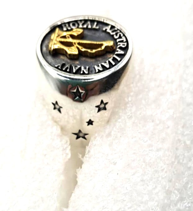 RAN Gunners Sterling Silver Ring Reduced Stock