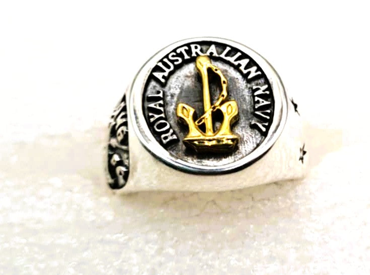 RAN Gunners Sterling Silver Ring Reduced Stock