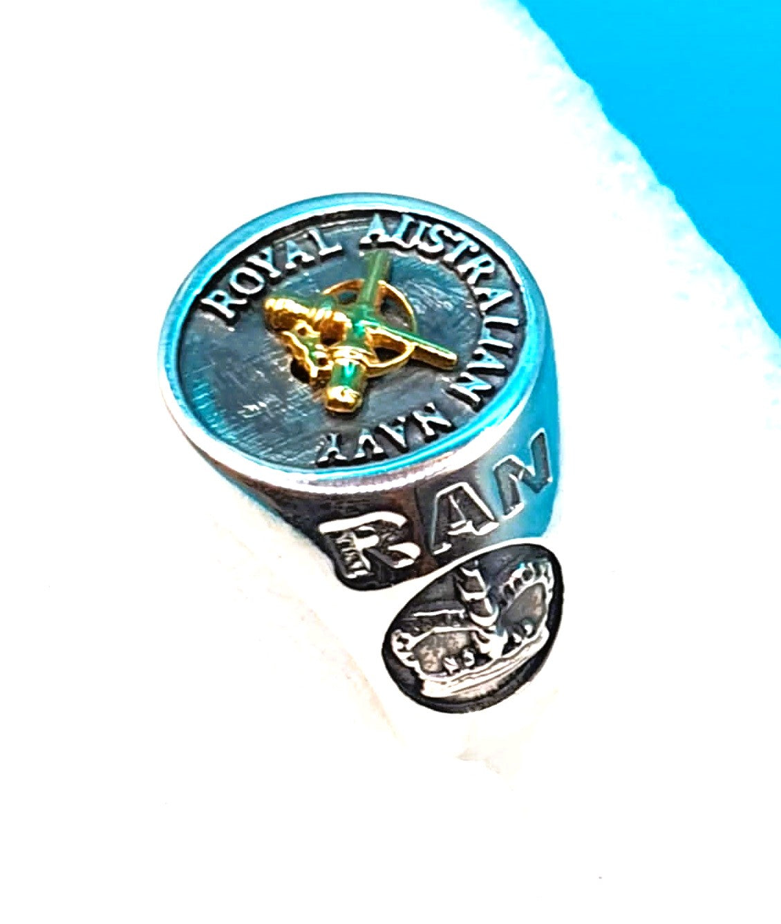RAN Black Oxidized Boatswains Ring