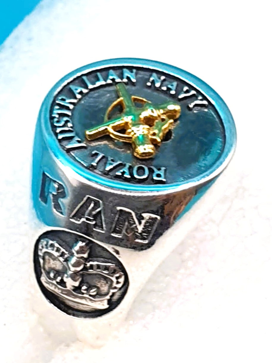 RAN Black Oxidized Boatswains Ring