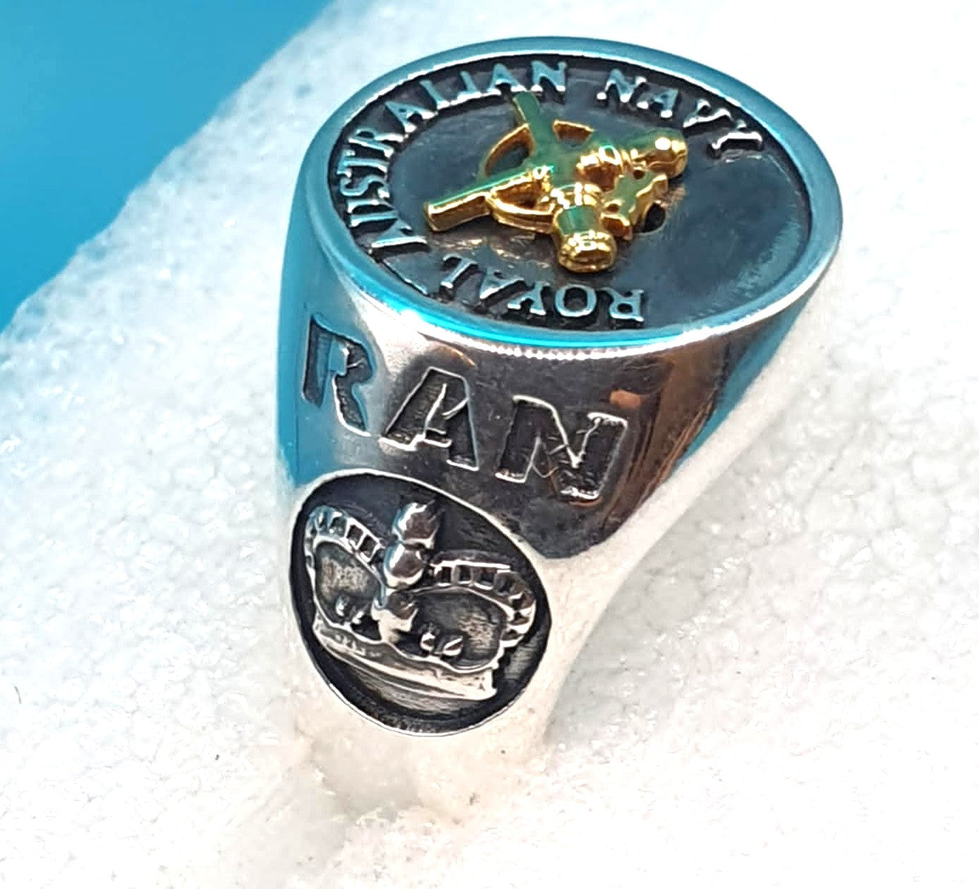 RAN Black Oxidized Boatswains Ring