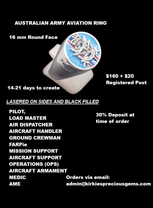AUSTRALIAN ARMY AVIATION STERLING SILVER SIGNET RING