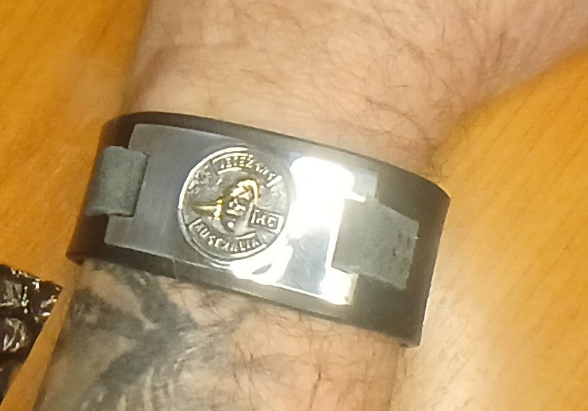 Hand Crafted Leather Wrist Band Veterans MC Club Australia