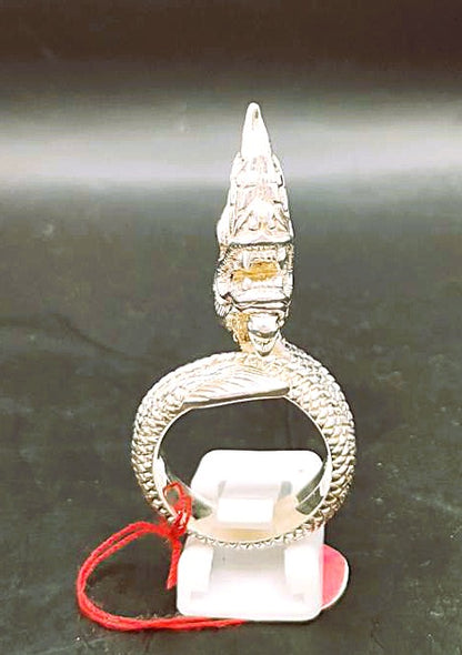 Dragon with fiery eyes Bespoke Sterling Silver Ring