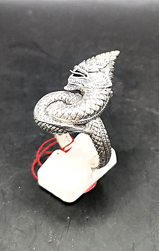 Dragon with fiery eyes Bespoke Sterling Silver Ring