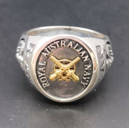 RAN  Black Oxidized  Boatswains Ring