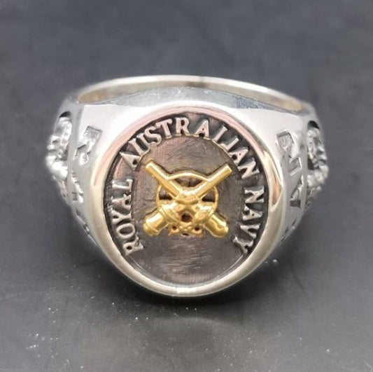 RAN  Black Oxidized  Boatswains Ring