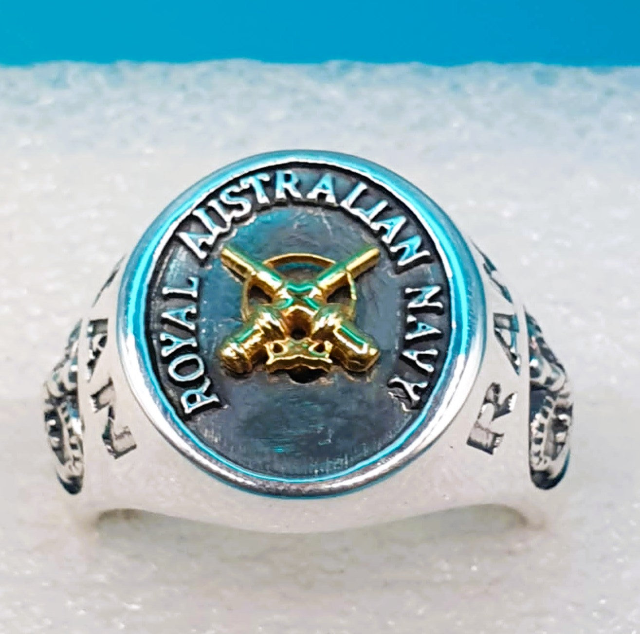RAN  Black Oxidized  Boatswains Ring