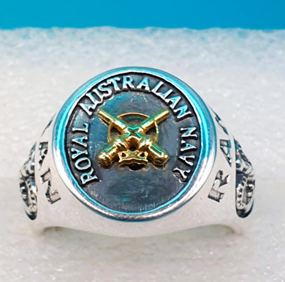RAN  Black Oxidized  Boatswains Ring