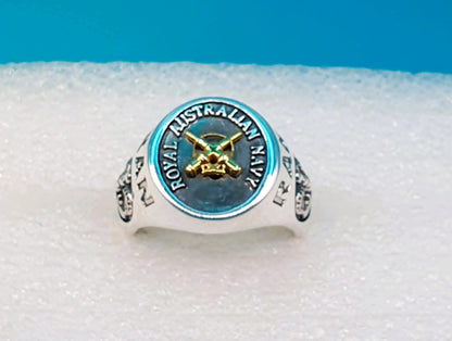 RAN  Black Oxidized  Boatswains Ring