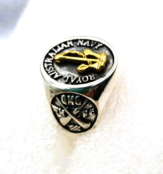 RAN Gunners Sterling Silver Ring Reduced Stock